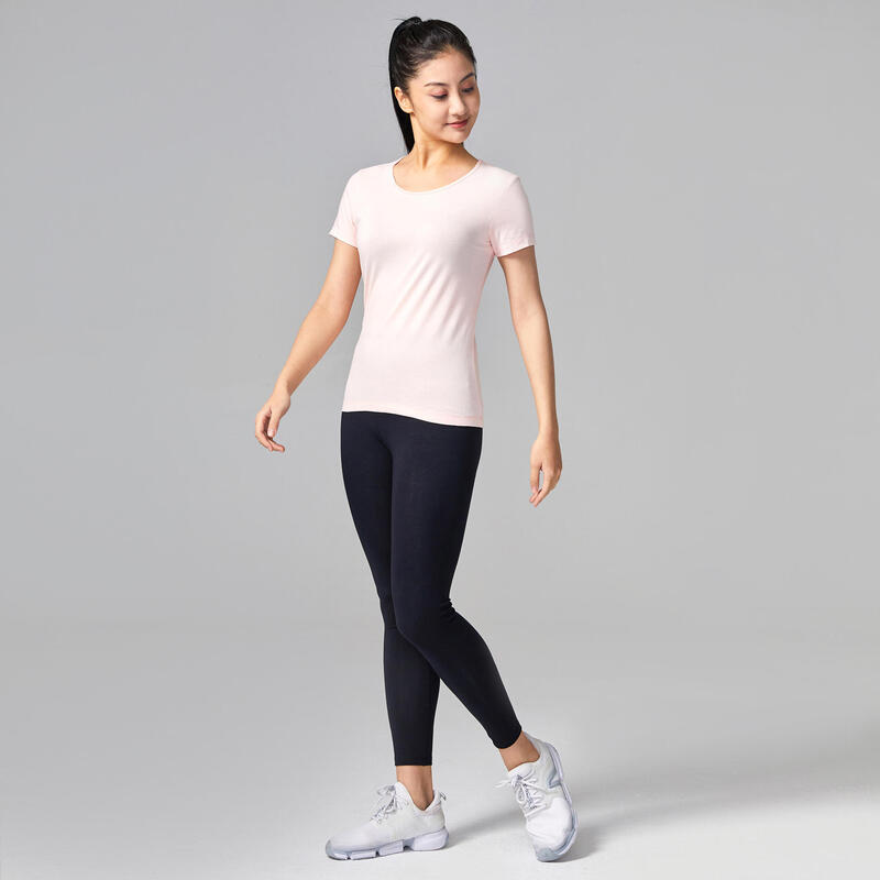 Women's Pilates & Gentle Gym 100% Cotton T-Shirt - Pink