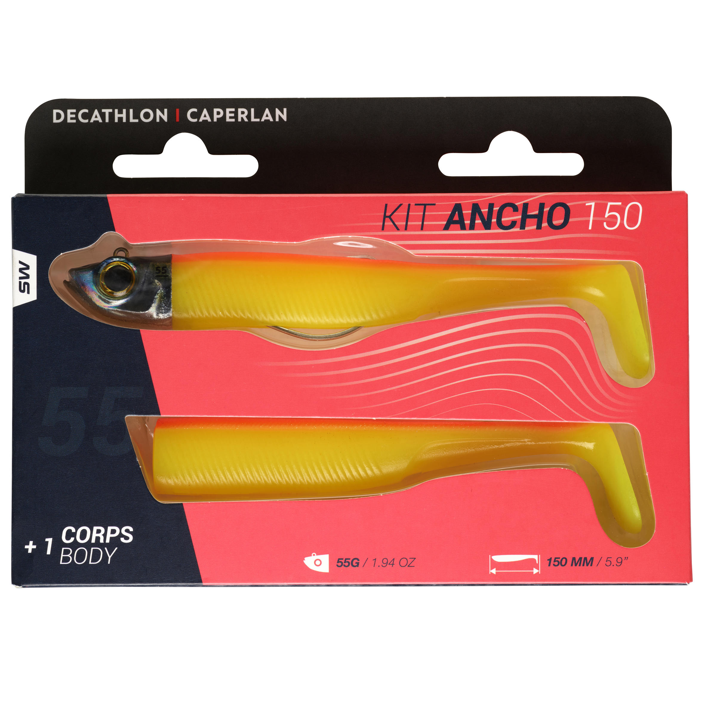 Sea fishing Texas anchovy shad supple lures KIT ANCHO 150 55 g - orange 6/7