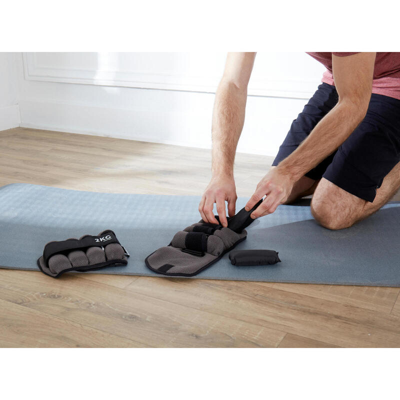 HALTERES MALEÁVEIS DE GINÁSTICA E PILATES REGULÁVEIS 2 KG CINZENTO (CONJUNTO DE 2)