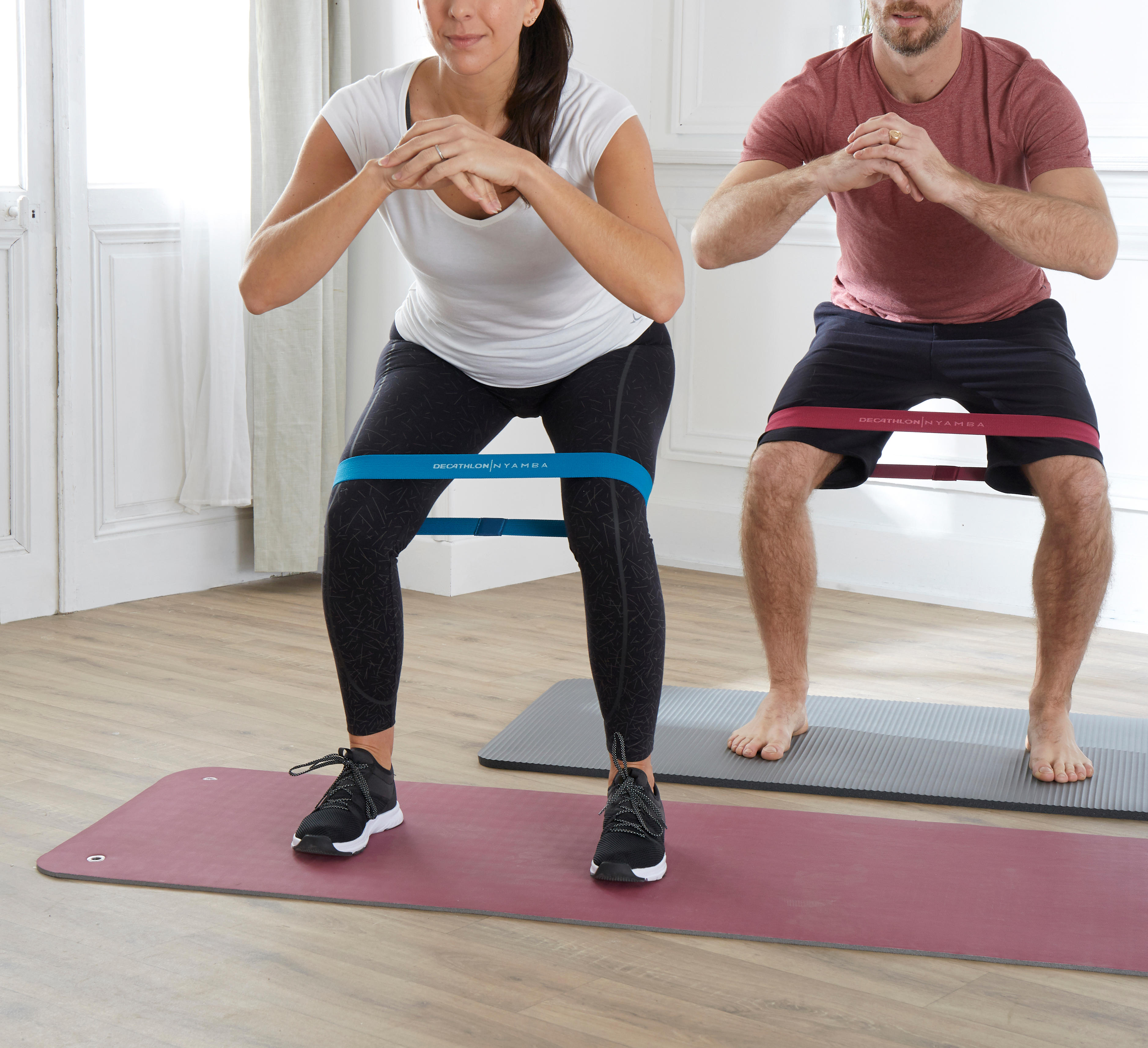 DWW-lot de 3 bleu bande elastique muskulatur en tissu, bande elastique  fitness 3 niveaux de force, elastique sport pour le yoga / pilates /  fitness / knebøy