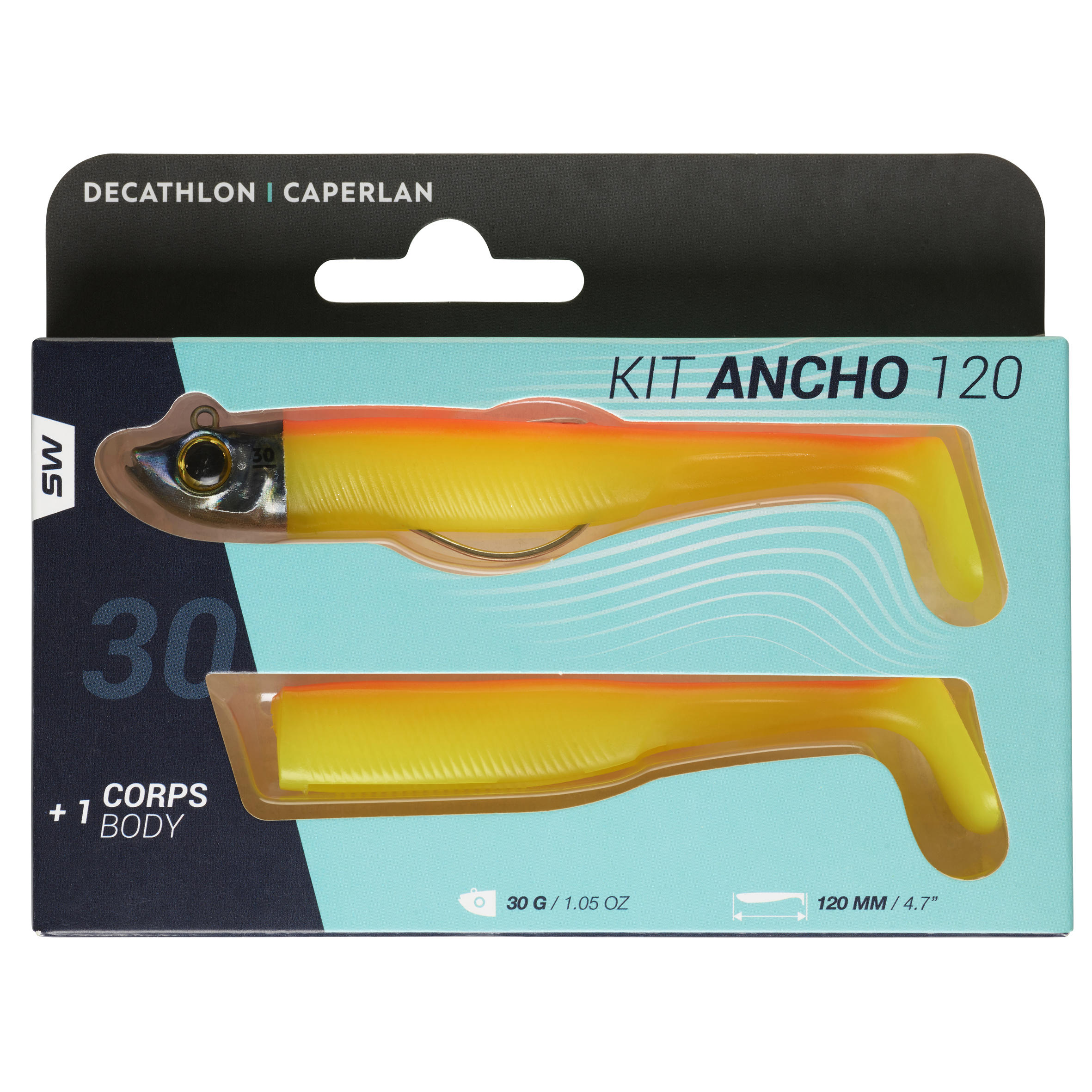 Kit artificiali morbidi shad texan acciuga pesca mare ANCHO 120 30 g arancione 4/4
