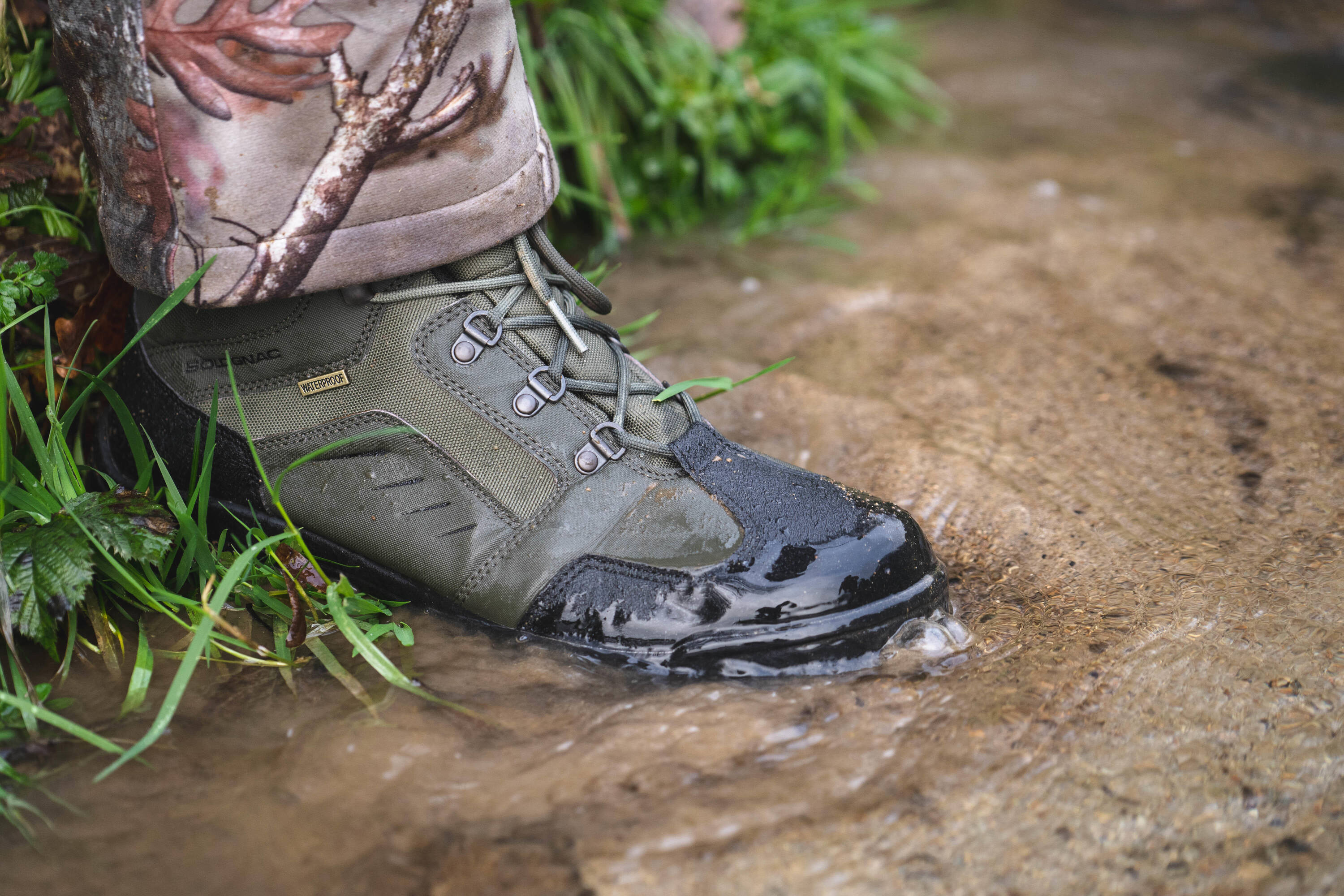 Men Boots 100 Waterproof Green -  4