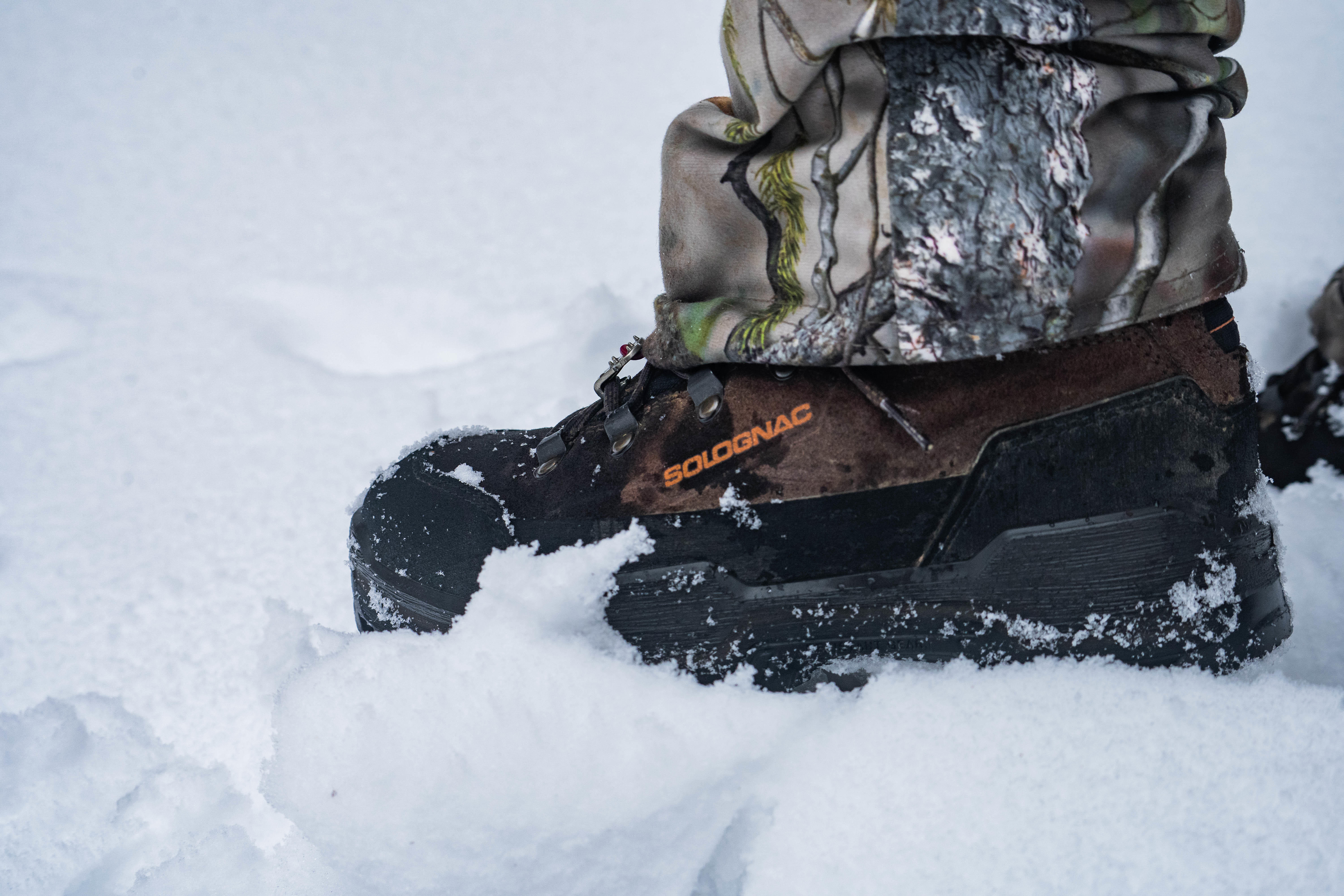 CROSSHUNT 500 WATERPROOF AND HARD-WEARING HUNTING BOOTS BROWN - SOLOGNAC