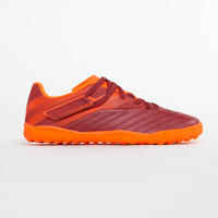 Botas Fútbol Kipsta Agility 140 HG Turf Tira autoadherente n Burdeos Naranja