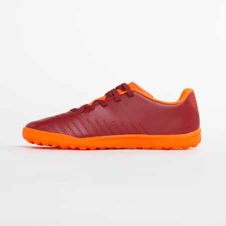 Botas Fútbol Kipsta Agility 140 HG Turf Tira autoadherente n Burdeos Naranja