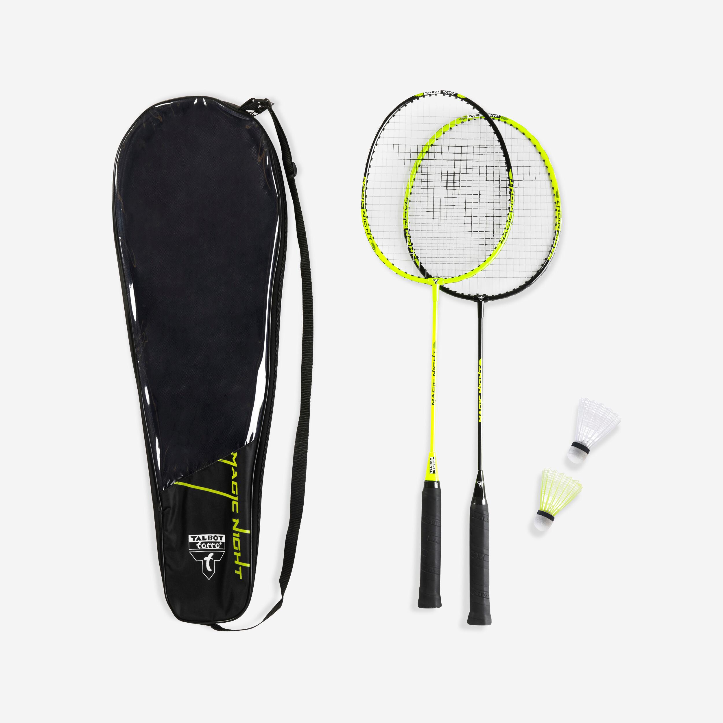 Set Decathlon and TALBOT Racket Shuttlecock Night Magic - Badminton TORRO