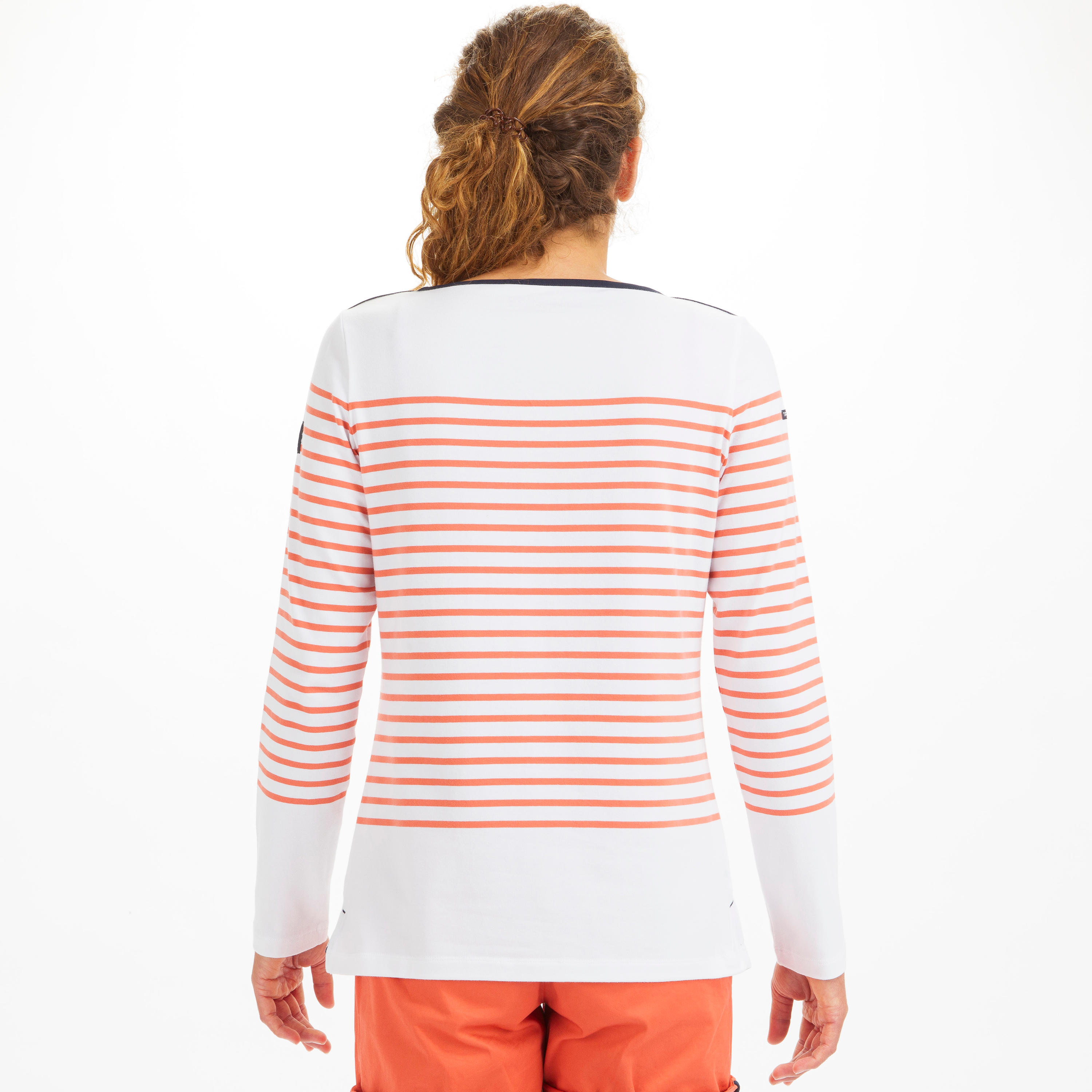 Women’s sailing 100 long-sleeved breton stripe t-shirt red 4/8