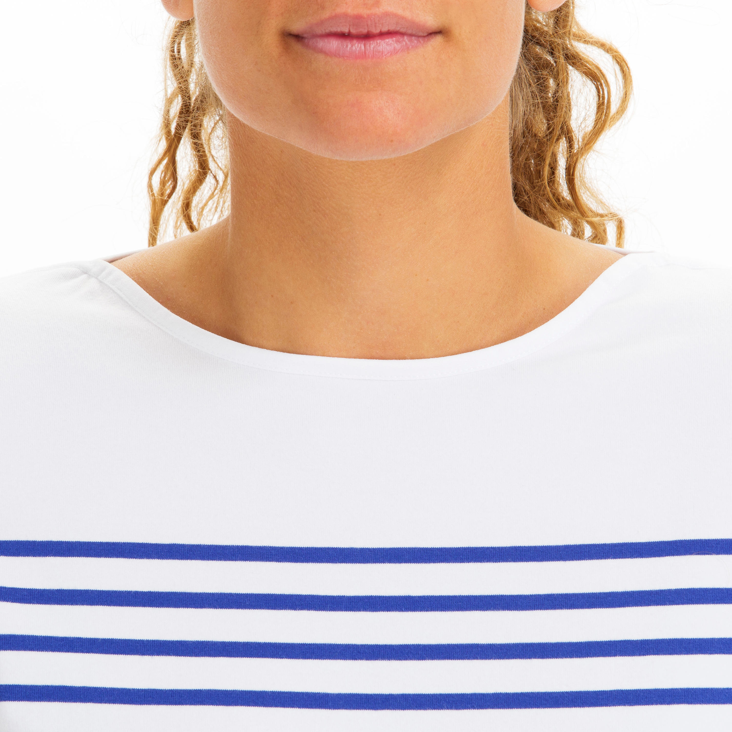 Women's Sailing Long Sleeve T-Shirt Sailing 100 - White Indigo 7/8