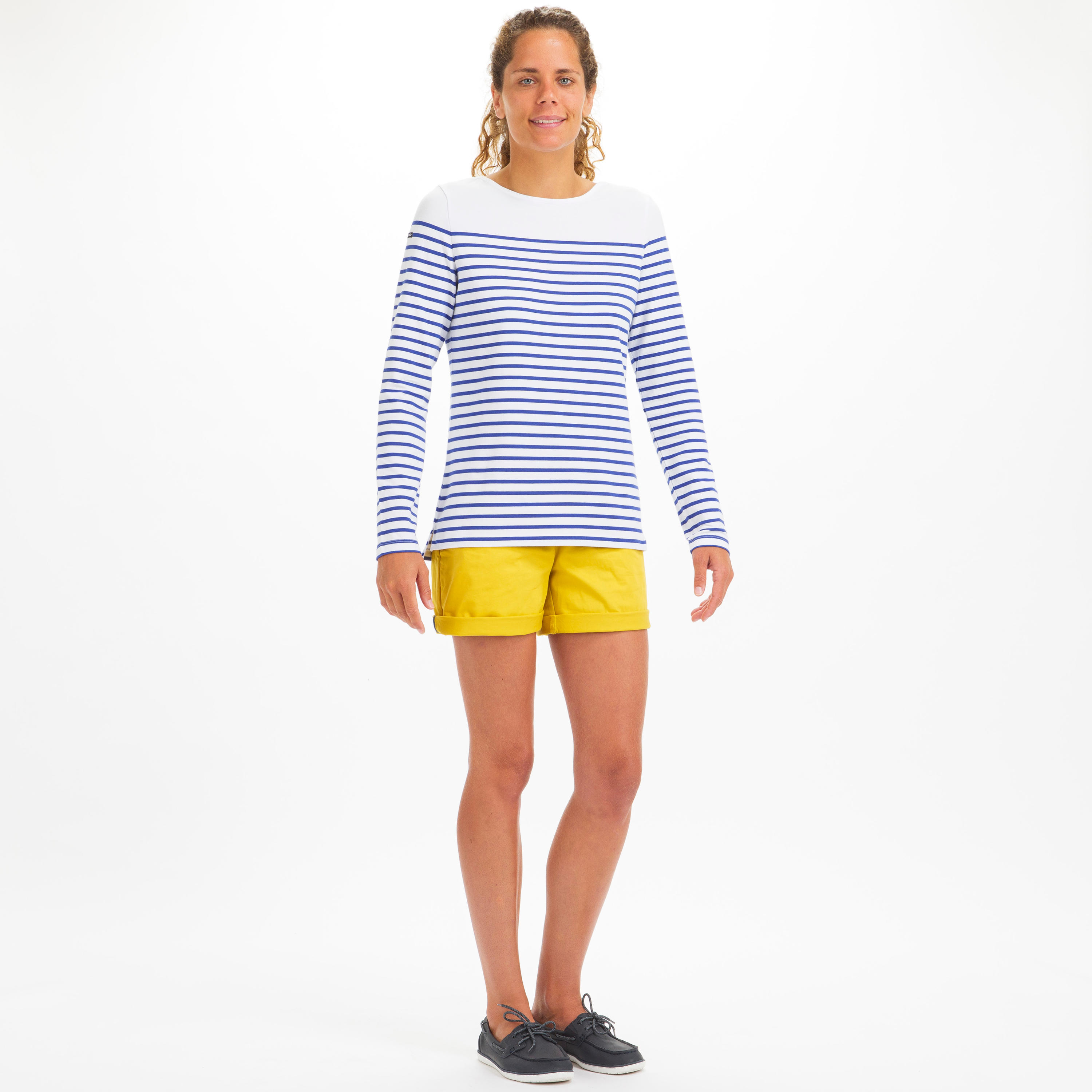 Women's Sailing Long Sleeve T-Shirt Sailing 100 - White Indigo 2/8