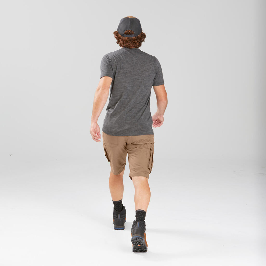 Short cargo de trek voyage - TRAVEL 100 marron homme