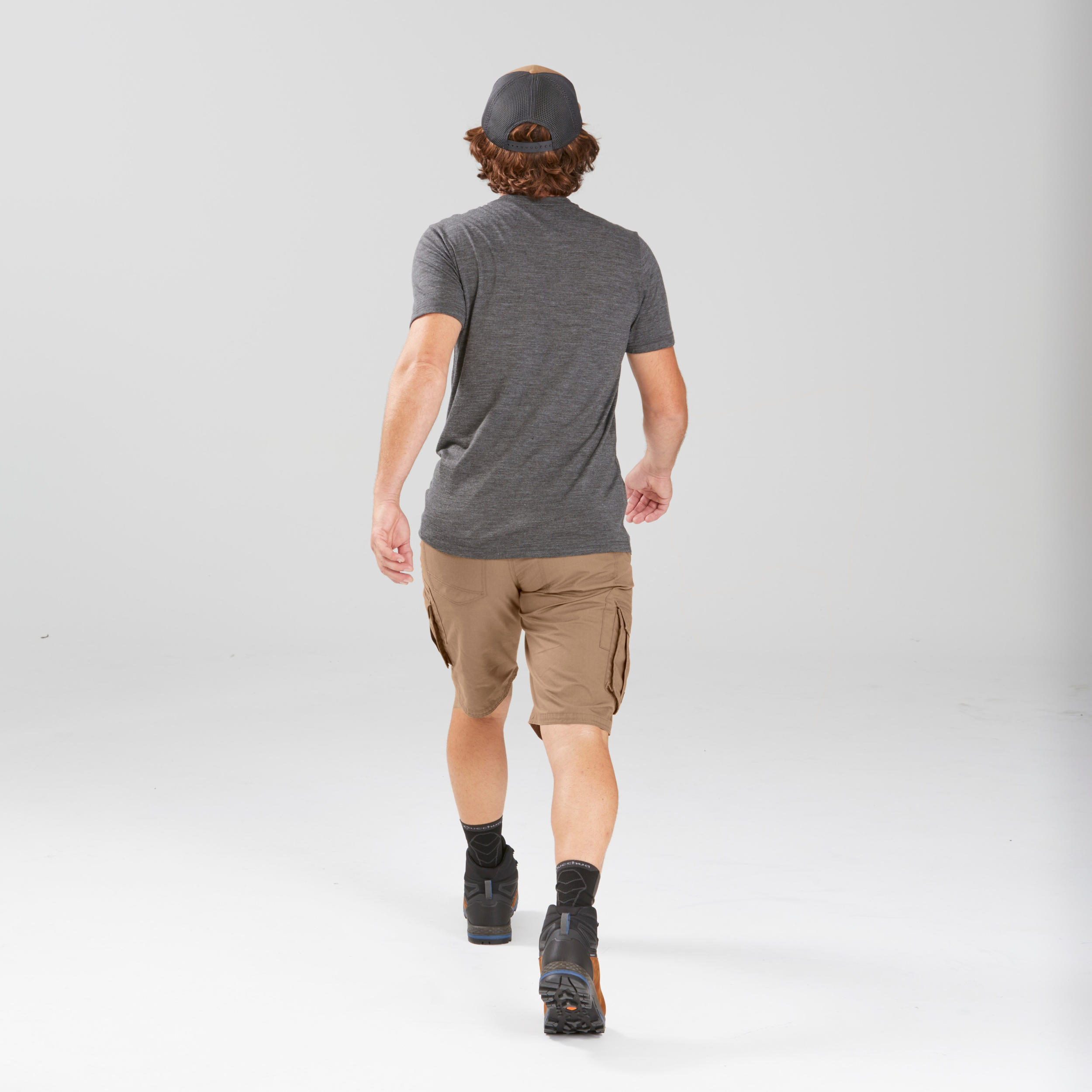 Men's Travel Trekking Cargo Shorts - TRAVEL 100 - Brown 3/10