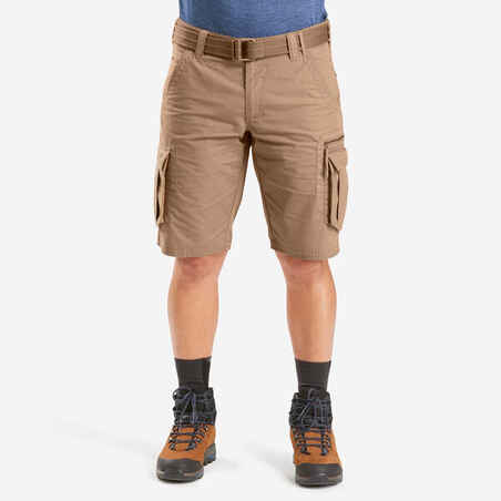 Men's Travel Trekking Cargo Shorts - TRAVEL 100 - Brown