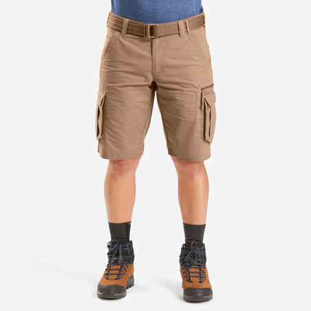 Rjave moške pohodniške kratke hlače TRAVEL 100