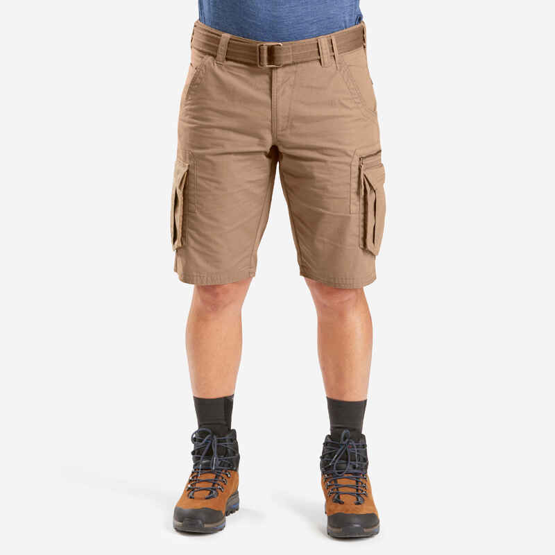 Men's Travel Trekking Cargo Shorts - TRAVEL 100 - Grey