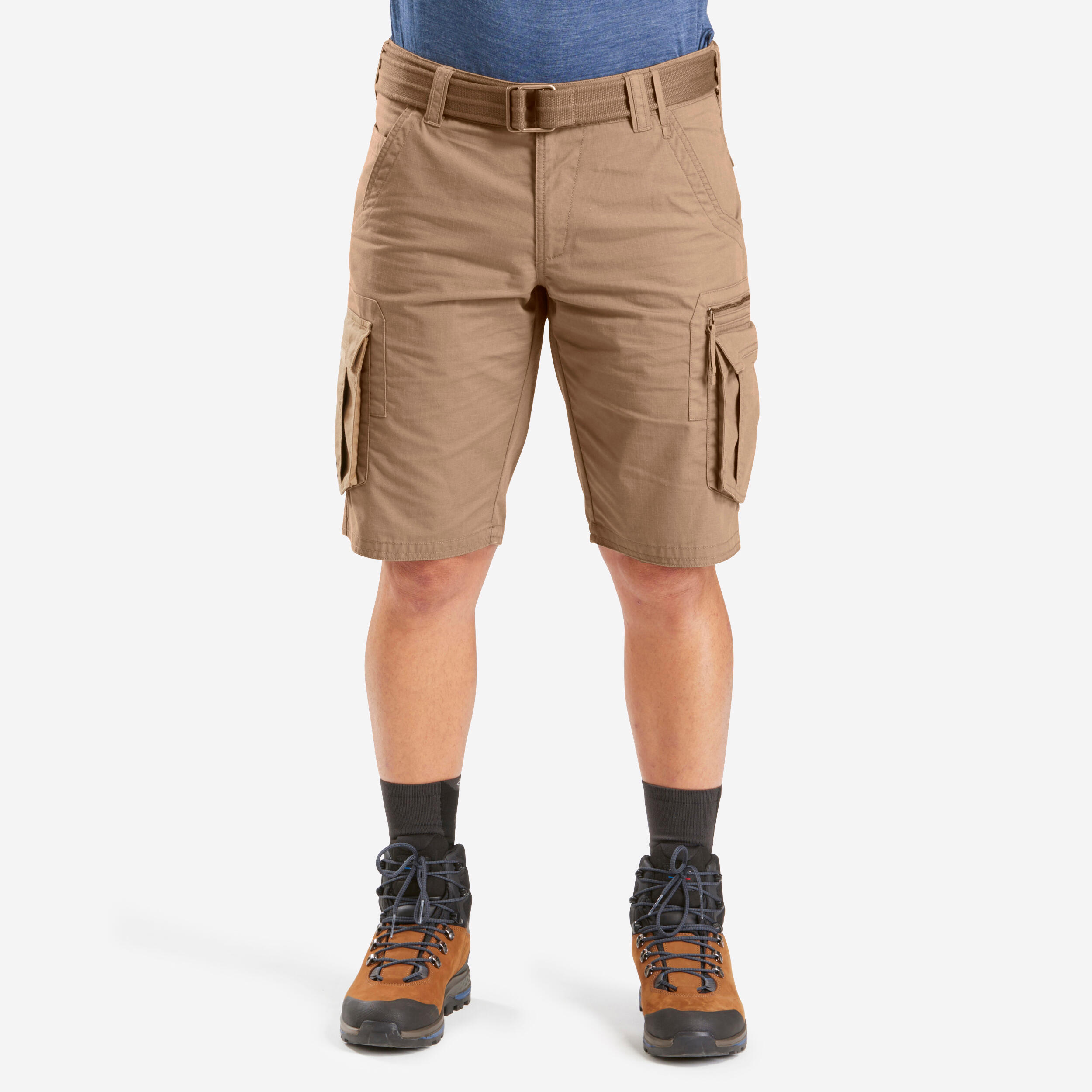 Pantaloneta de drill tipo cargo de trekking para Hombre Forclaz