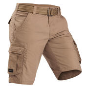 Men's Travel Trekking Cargo Shorts - TRAVEL 100 - Brown