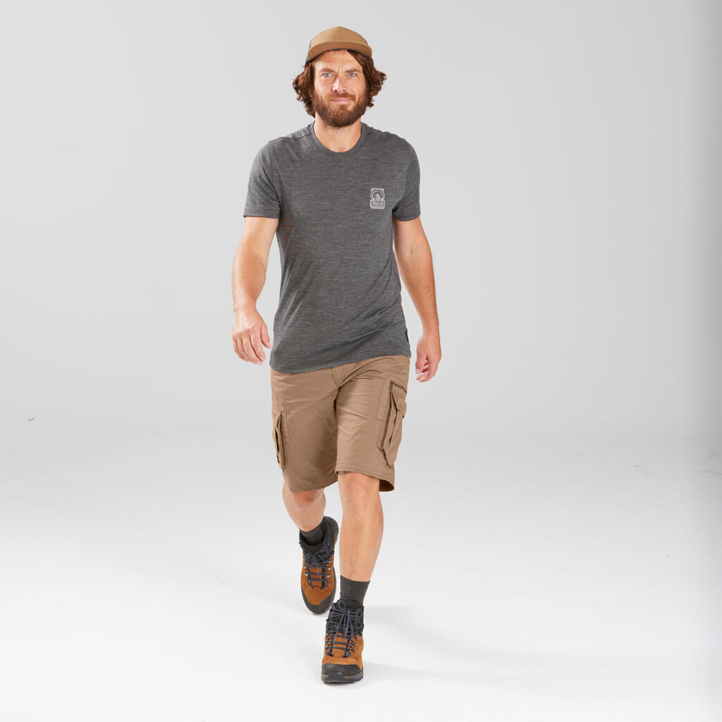 Short cargo de trek voyage - TRAVEL 100 marron homme