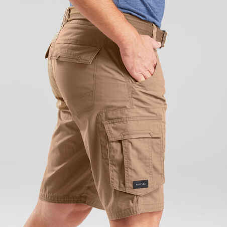 Men's Travel Trekking Cargo Shorts - TRAVEL 100 - Brown