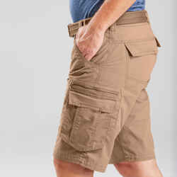 Men's Travel Trekking Cargo Shorts - TRAVEL 100 - Brown