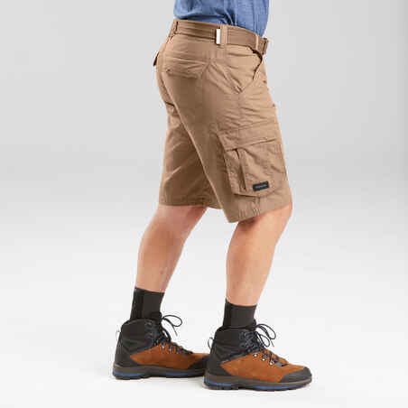 Men's Travel Trekking Cargo Shorts - TRAVEL 100 - Brown