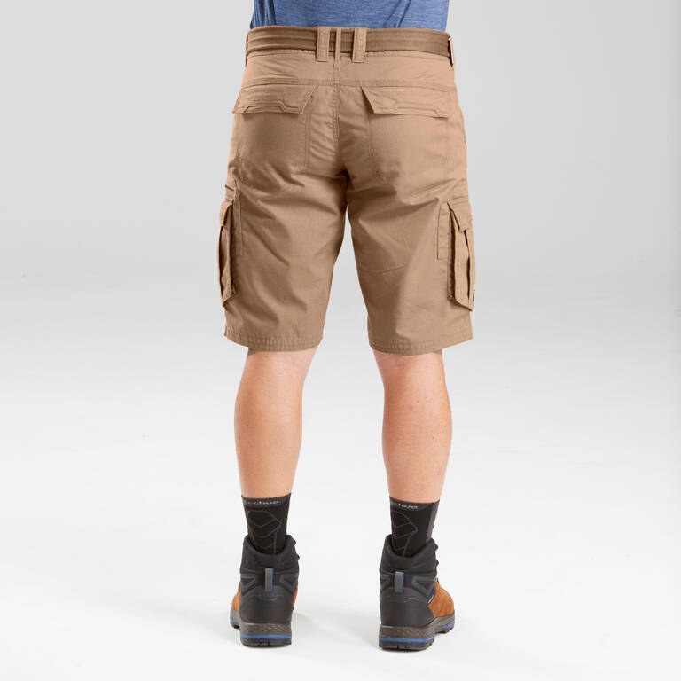 Men's Travel Trekking Cargo Shorts - TRAVEL 100 - Brown