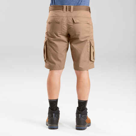 Men's Travel Trekking Cargo Shorts - TRAVEL 100 - Brown - Decathlon