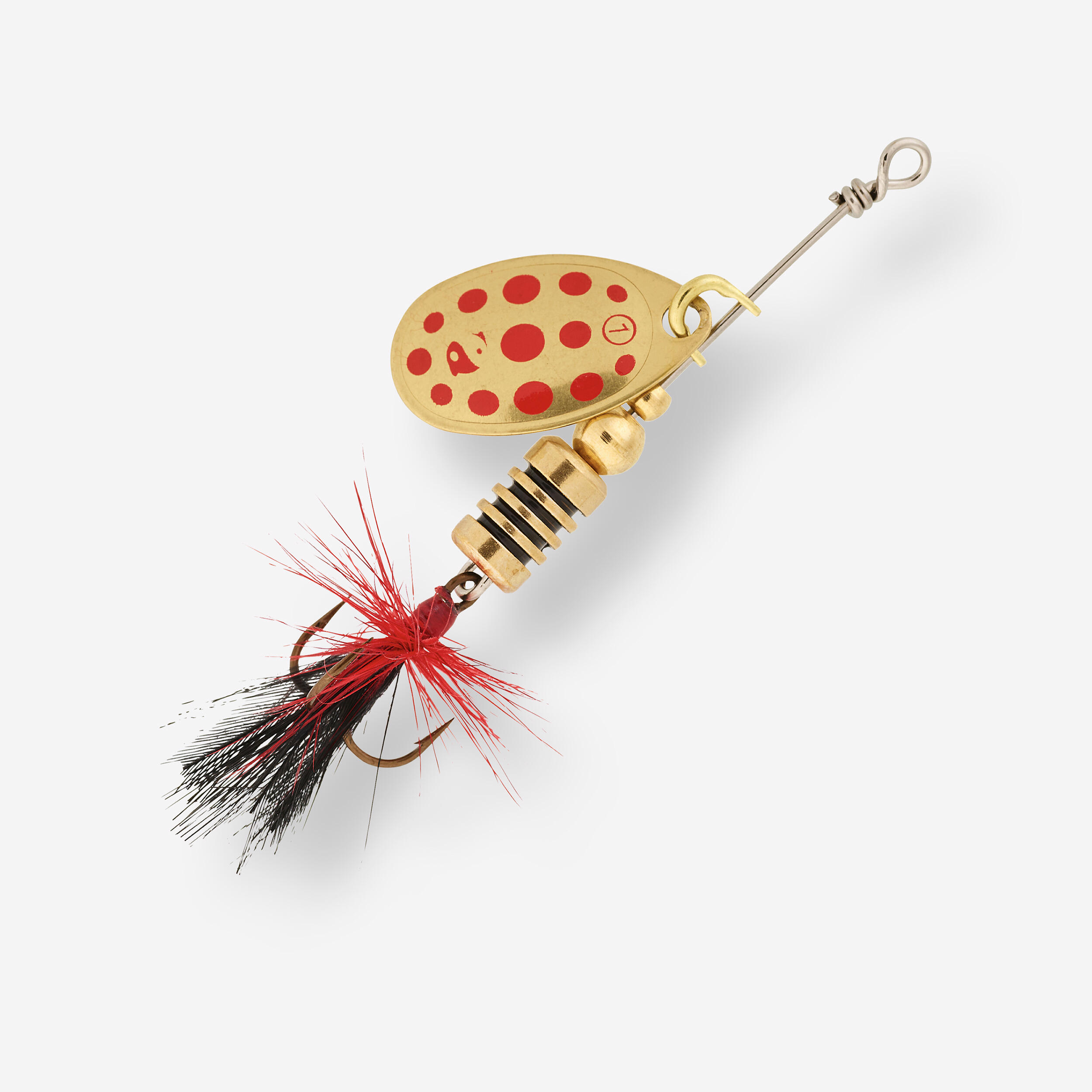 LURE FISHING SPINNING SPOON WETA F #1 - GOLD RED DOTS 1/3