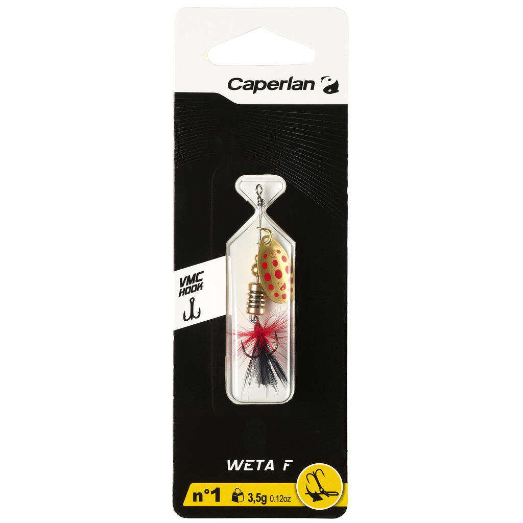 LURE FISHING SPINNING SPOON WETA F #1 - GOLD RED DOTS