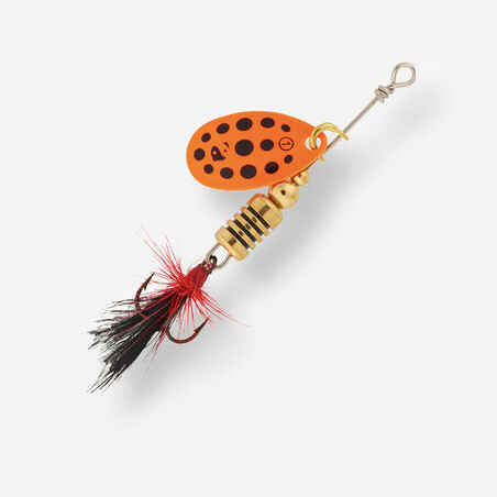 Žlica s vrtilicom za ribolov varalicama Weta F #1 - narančasta s crnim točkama
