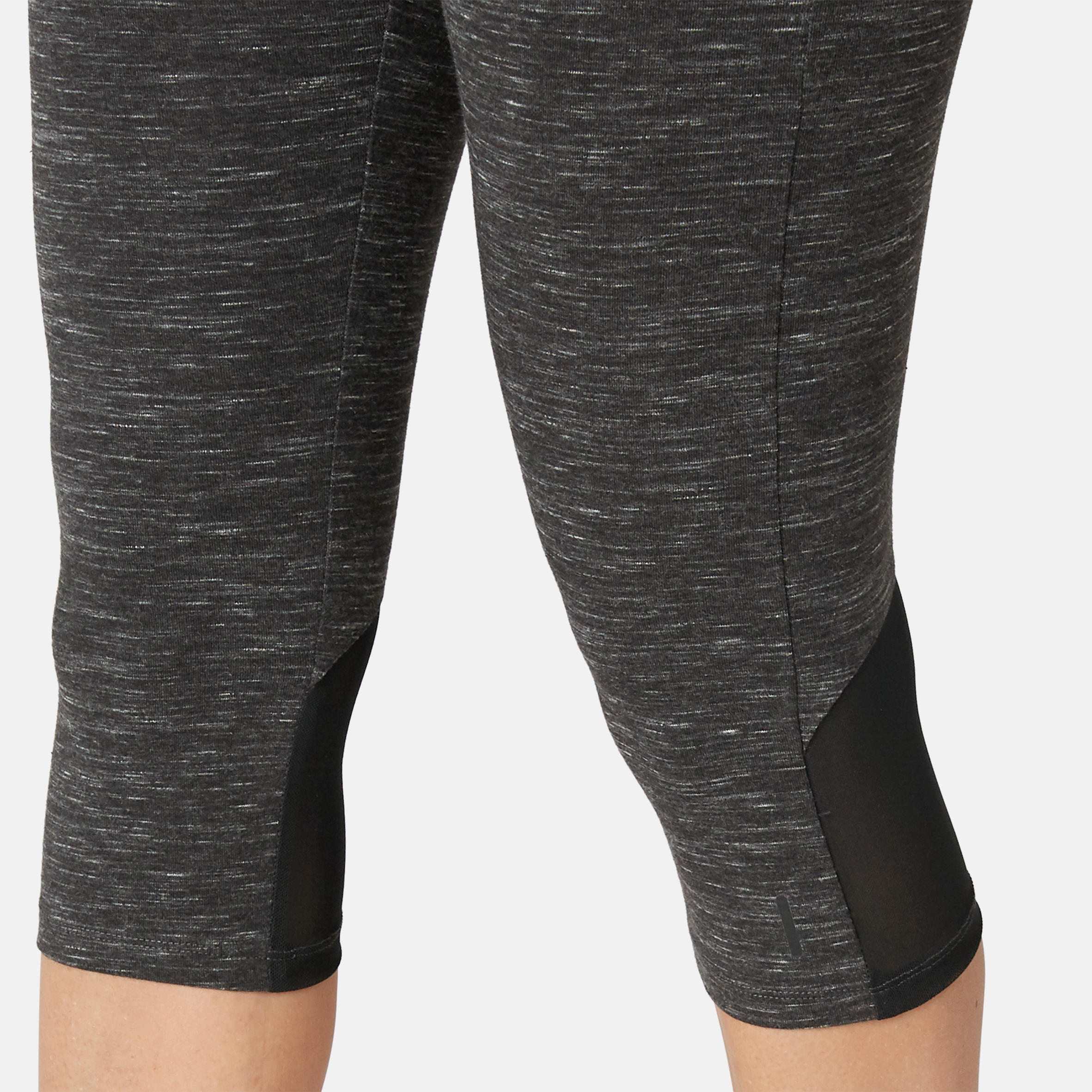 Women's Slim-Fit Pilates & Gentle Gym Sport Cropped Bottoms 520 - Mottled Black 8/9