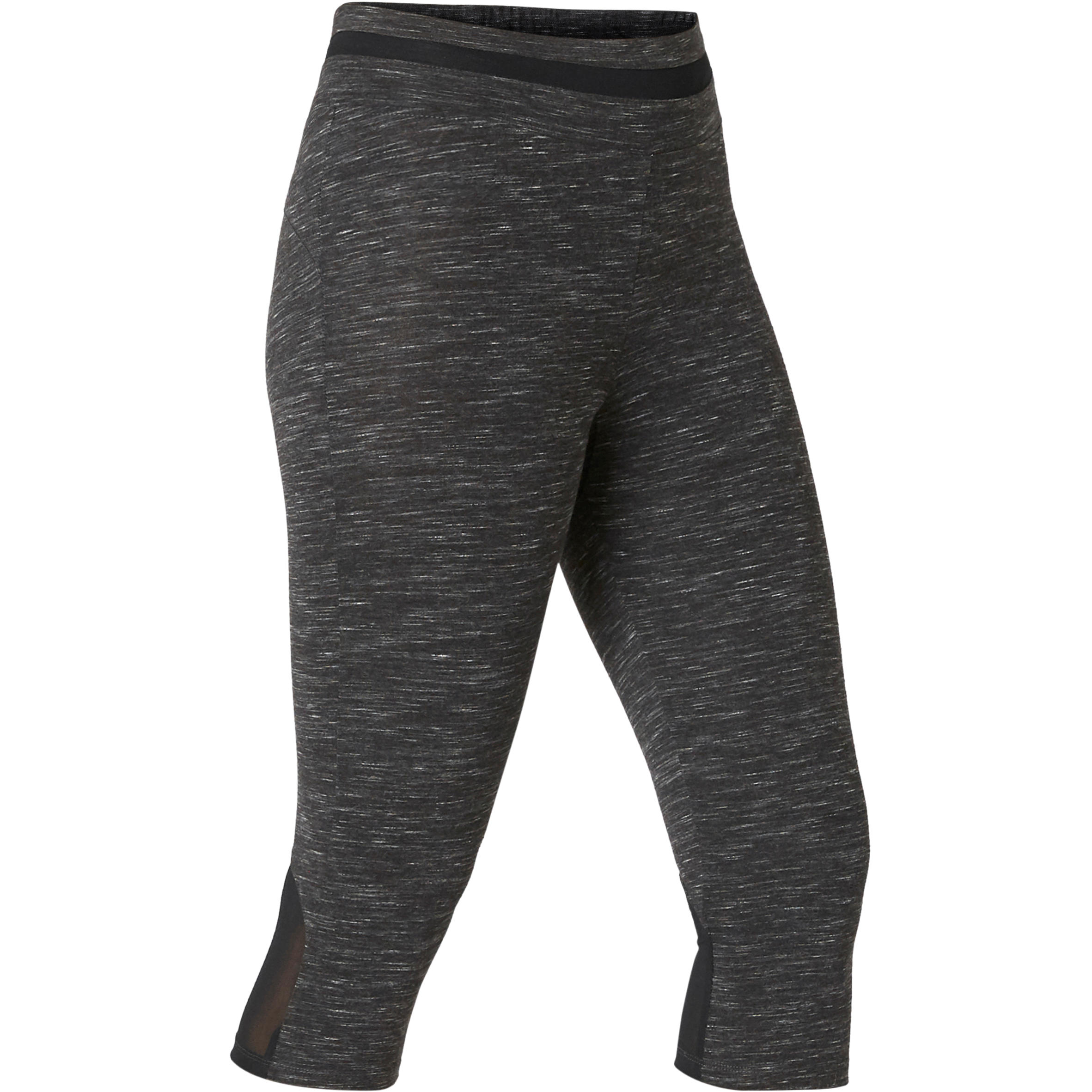 Women's Slim-Fit Pilates & Gentle Gym Sport Cropped Bottoms 520 - Mottled Black 9/9