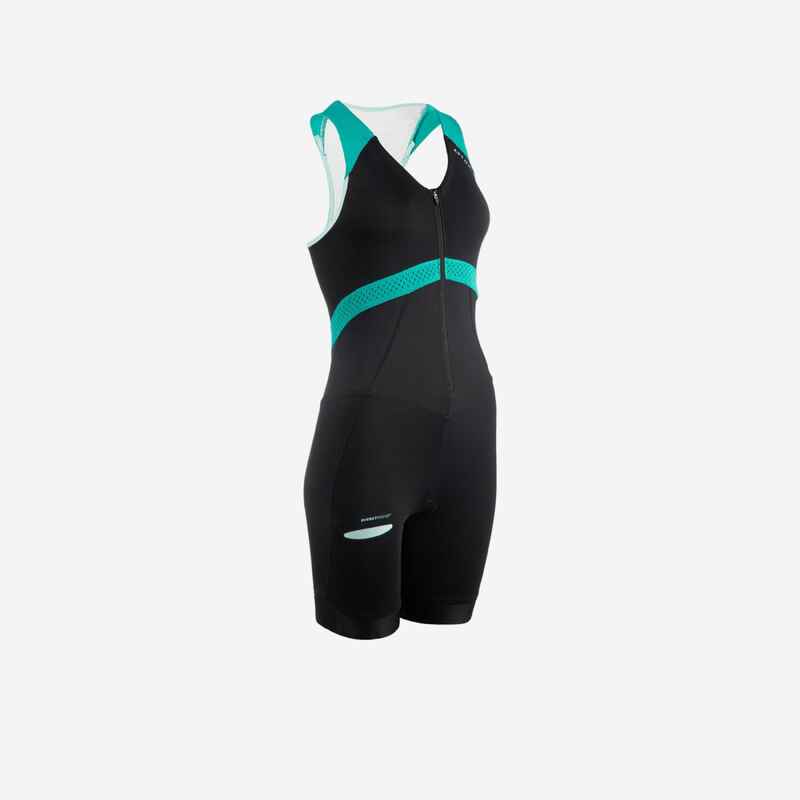 TRIATHLON ANZUG SD DAMEN ärmellos SCHWARZ/GRÜN