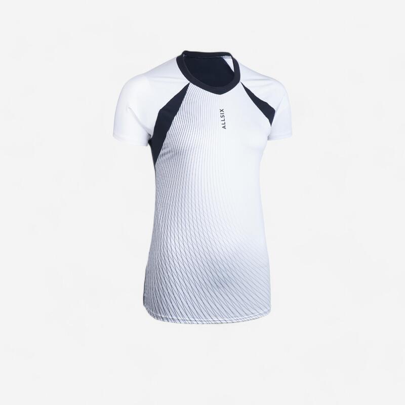 Maillot de volley-ball VTS500 femme blanc et bleu marine