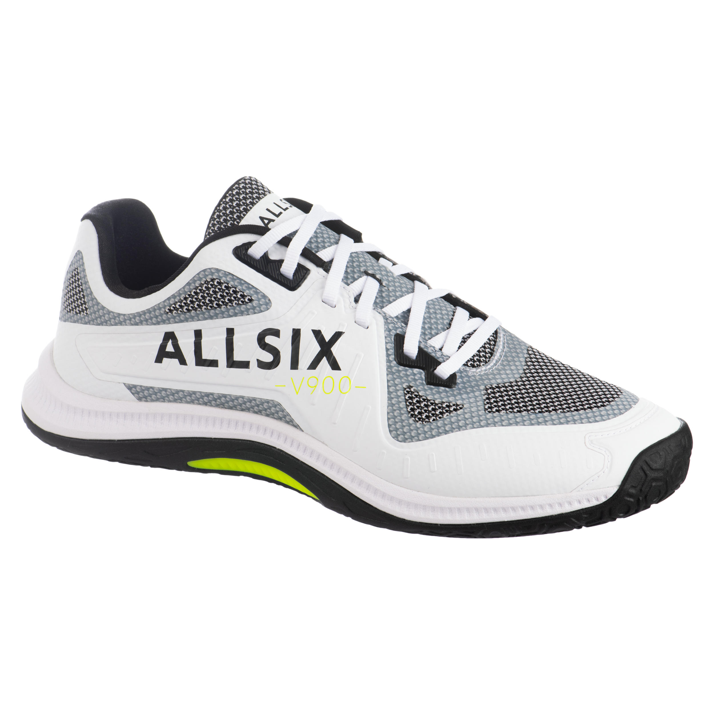 Zapatillas Voleibol Allsix VS900 adulto blanco negro amarillo