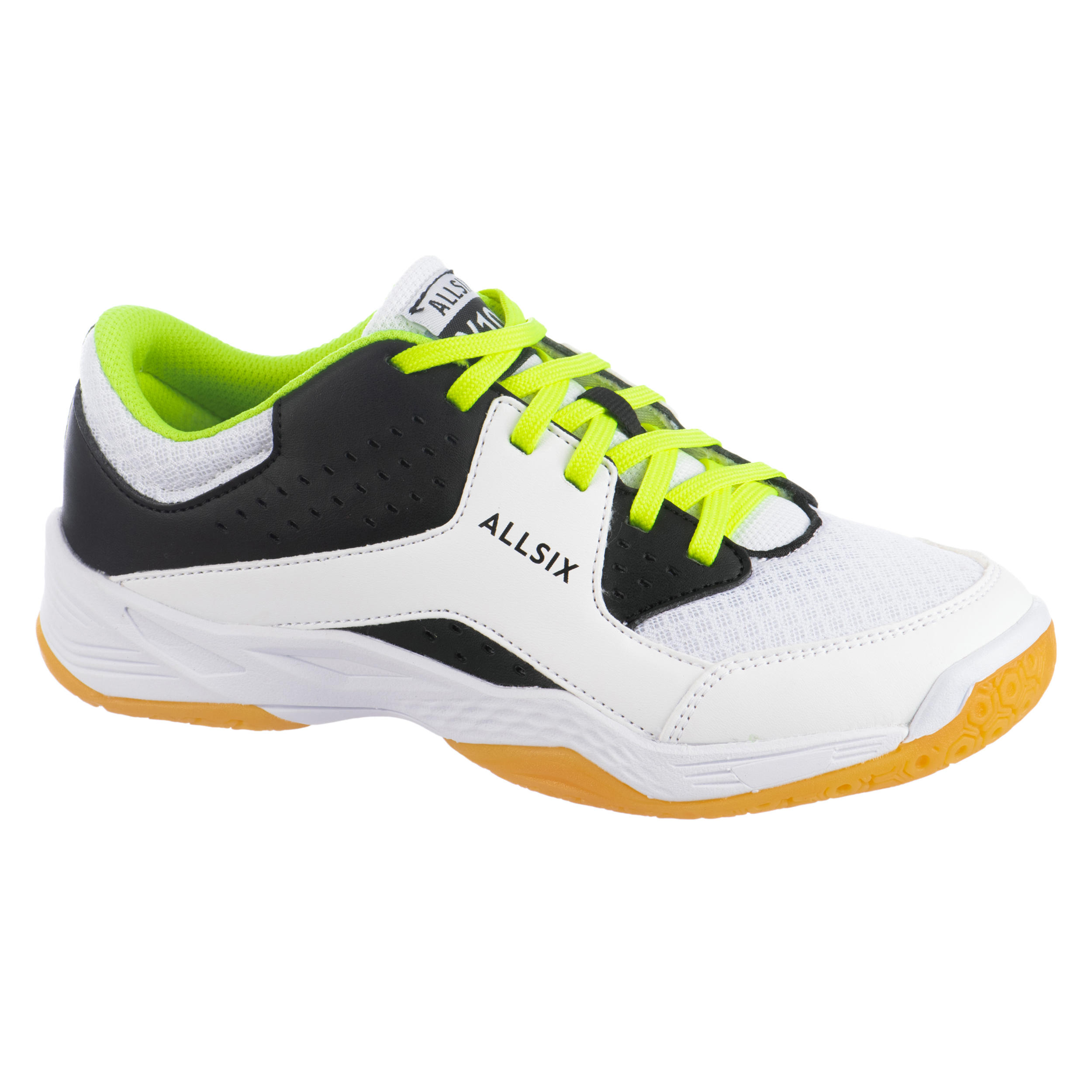 ALLSIX Kids' Volleyball Lace-Up Shoes - White/Black/Yellow
