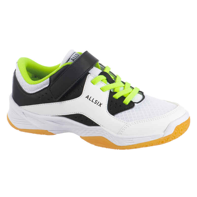 Volleyballschuhe VS100 Klettverschluss Kinder weiss/schwarz/gelb Volleyballschuhe VS100 Klettverschluss Kinder weiss/schwarz/gelb