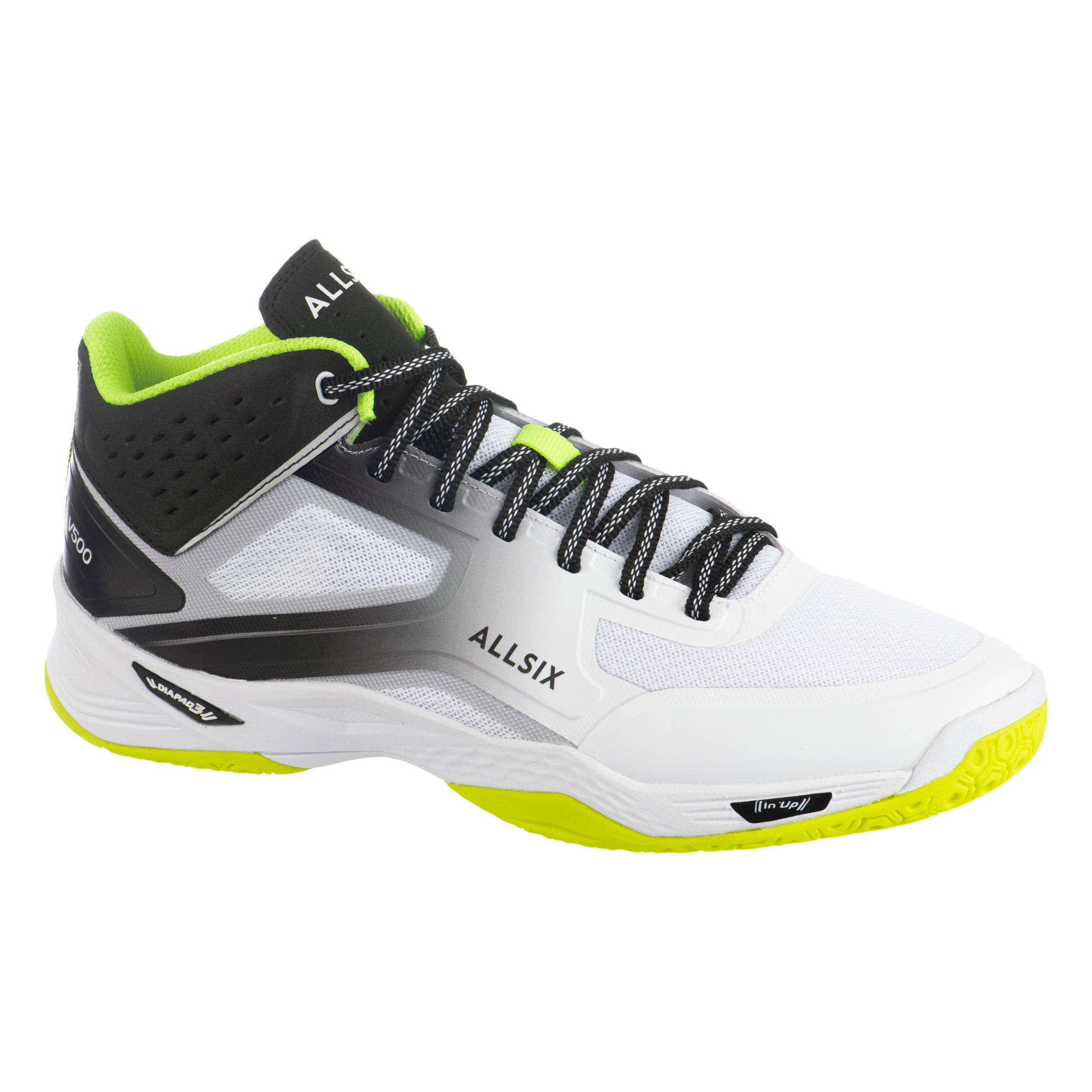 ALLSIX Men's Volleyball Mid Shoes V500 - White/Yellow/Black