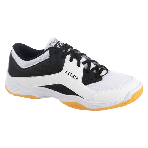 Chaussures de volley-ball pour homme débutant, noires et blanches