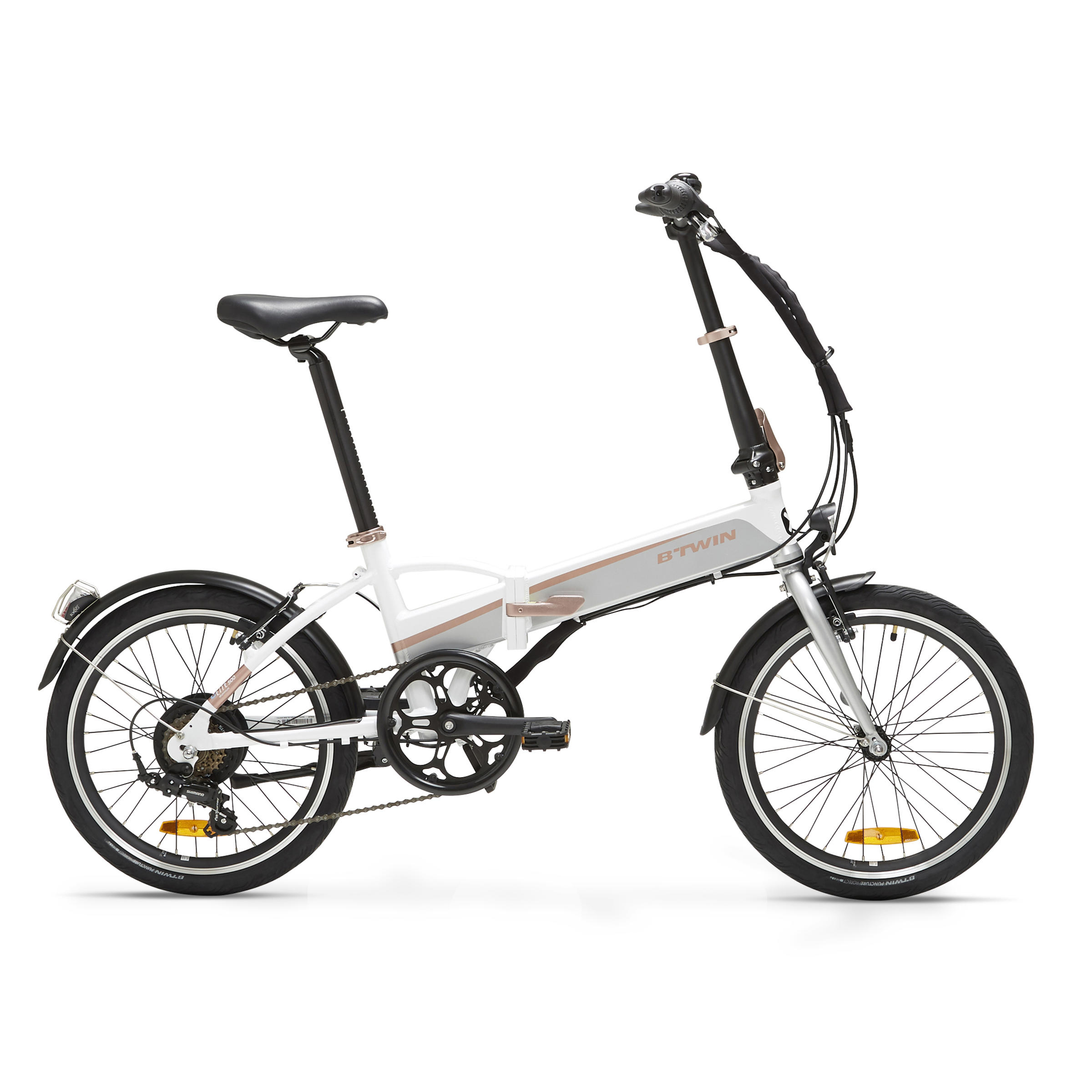 Bicicletă pliabilă cu asistență electrică TILT 500 E Alb BTWIN imagine noua