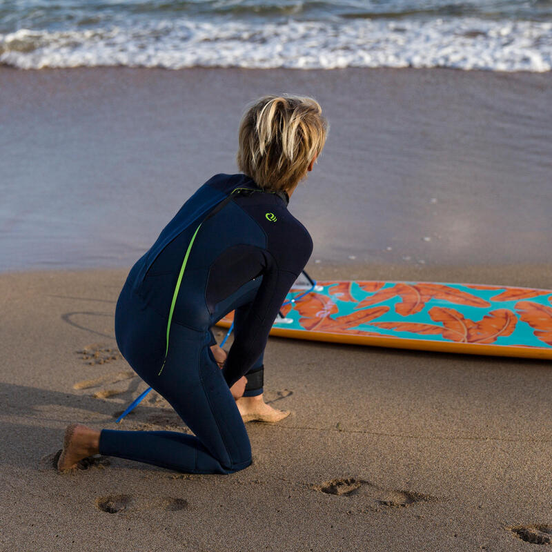 Wetsuit voor surfen kinderen fullsuit 3/2 blauw/zwart