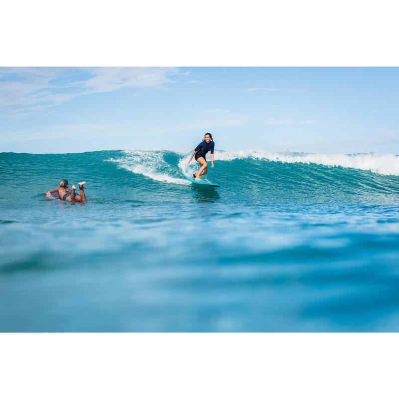 Fato calções de surf mulher 500 WAKU fecho costas manga curta