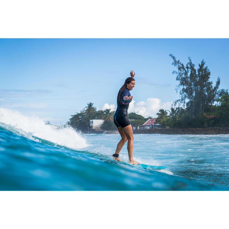 SHORTY de surf femme 500 WAKU zip dos manches courtes