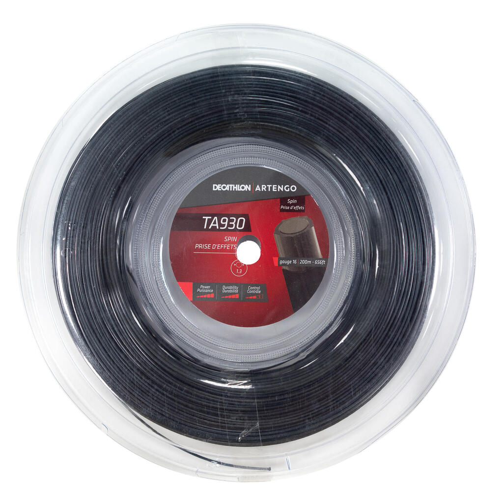 Artengo Monofaser Tennissaite 1,30 mm - TA930 Spin 200 m rolle schwarz