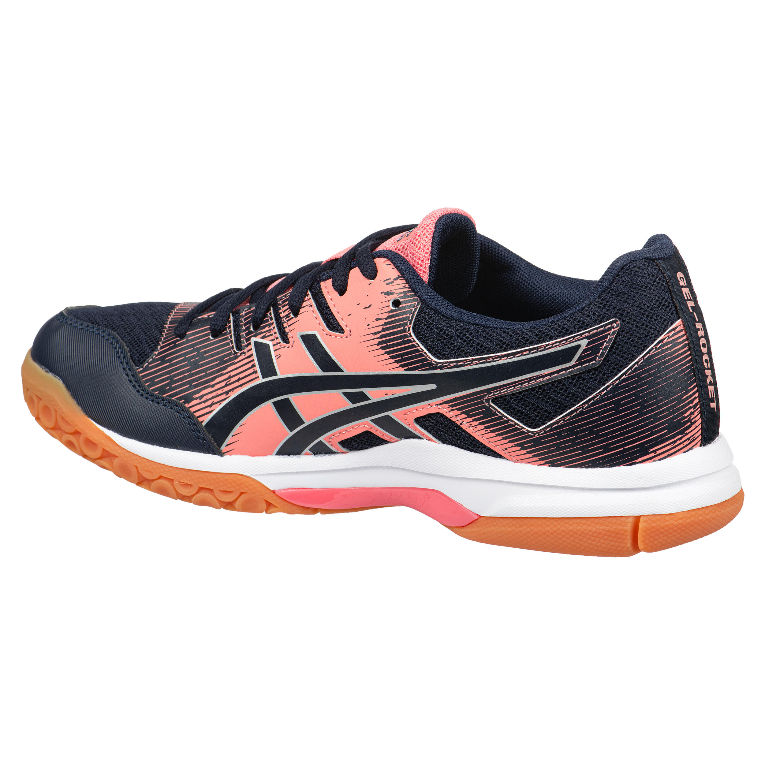 Women's Badminton and Indoor Sports Shoes Gel Rocket 9 - Navy/Guava 3/6