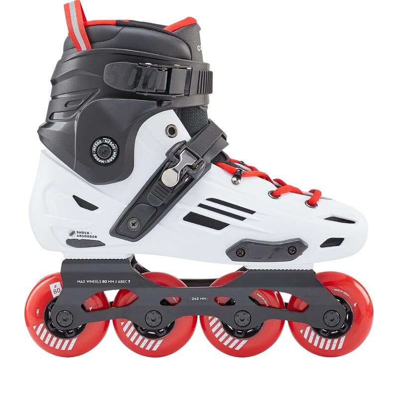 Inline-Skates Freeride MF500 Hardboot Damen/Herren weiss/rot