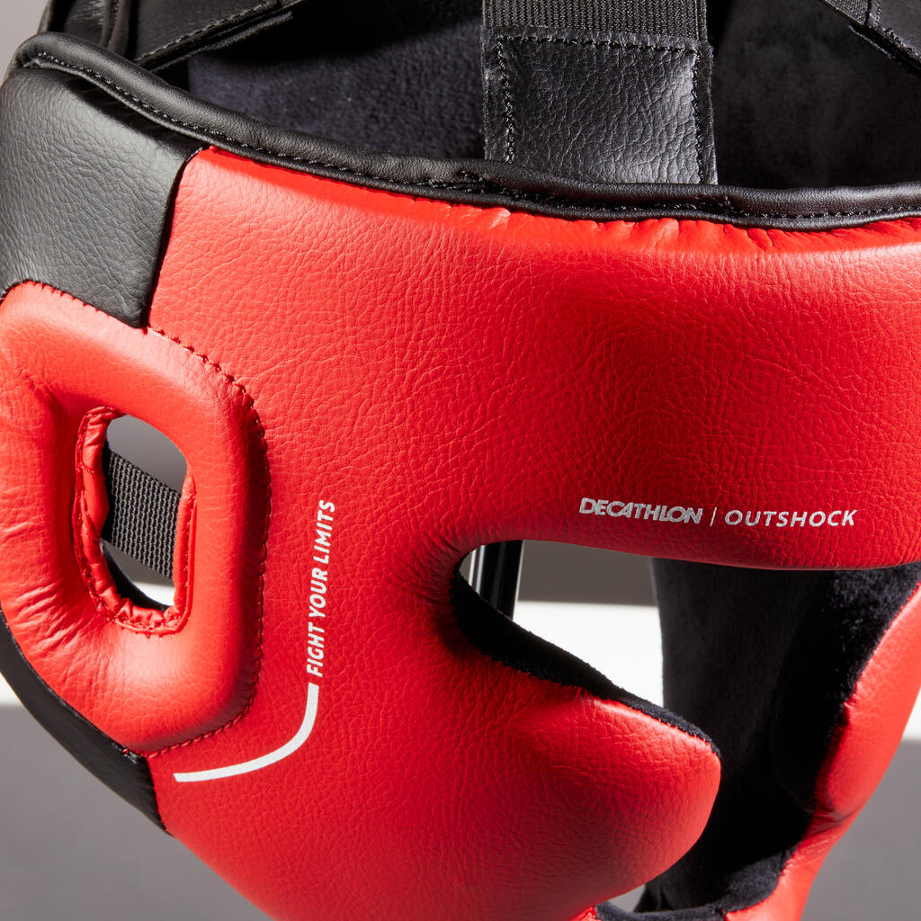 Kids' Boxing Full Face Headguard 500 - Red