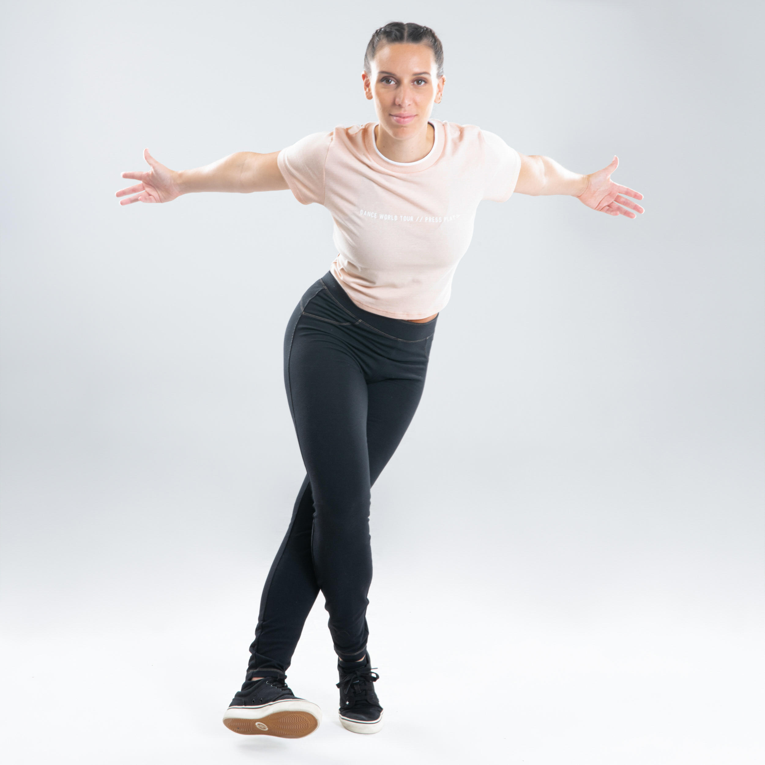 

Women's Urban Dance Crop Top - Beige Pink -  By DOMYOS | Decathlon