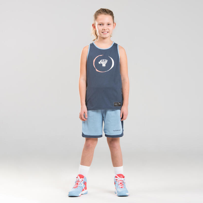 SHORT DE BASKET REVERSIBLE POUR GARCON/FILLE CONFIRME(E) BLEU BLEU SH500R