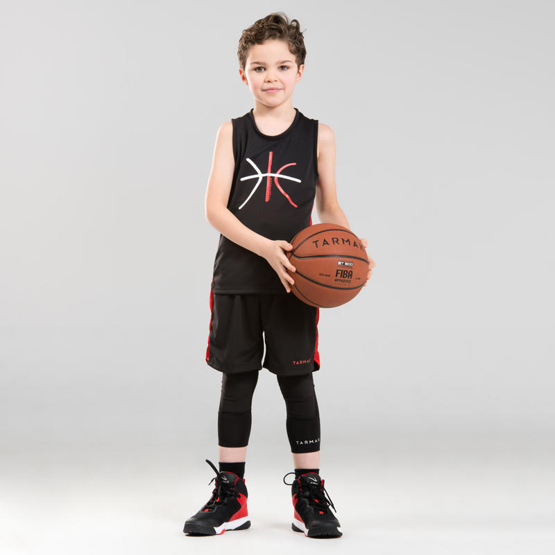 SH500 Boys'/Girls' Basketball Shorts For Intermediate Players - Black/Red
