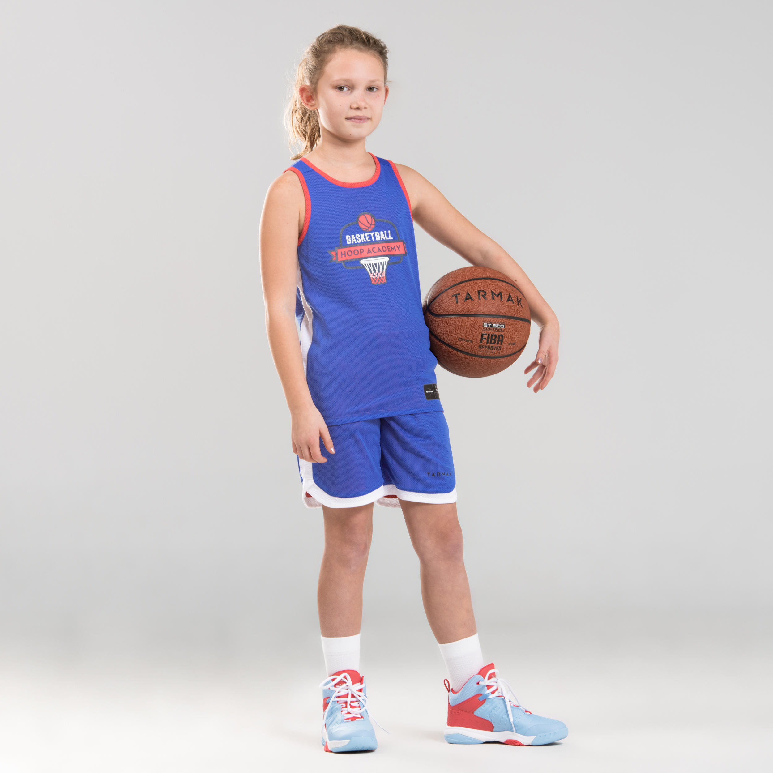 Kids' Reversible Sleeveless Basketball Jersey T500R - Blue Hoop Academy 5/7